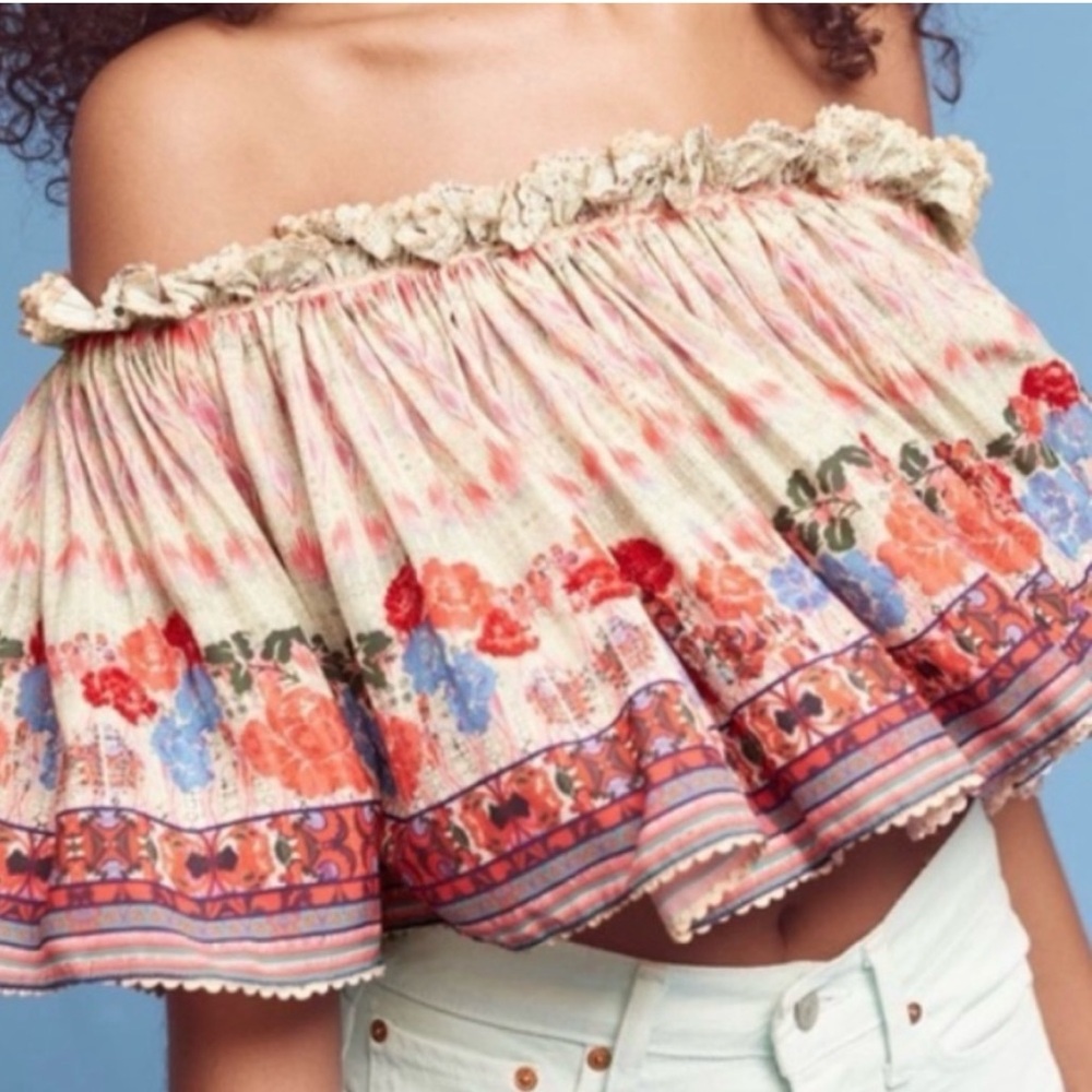 Anthropologie Off The Shoulder Crop Top